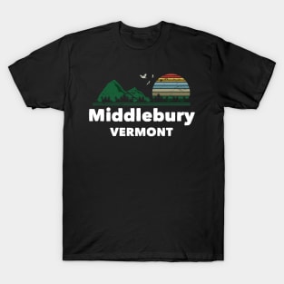 Mountain Sunset Flying Birds Outdoor Middlebury Vermont T-Shirt